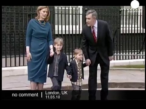 British Prime Minister Gordon Brown resigns and leaves...