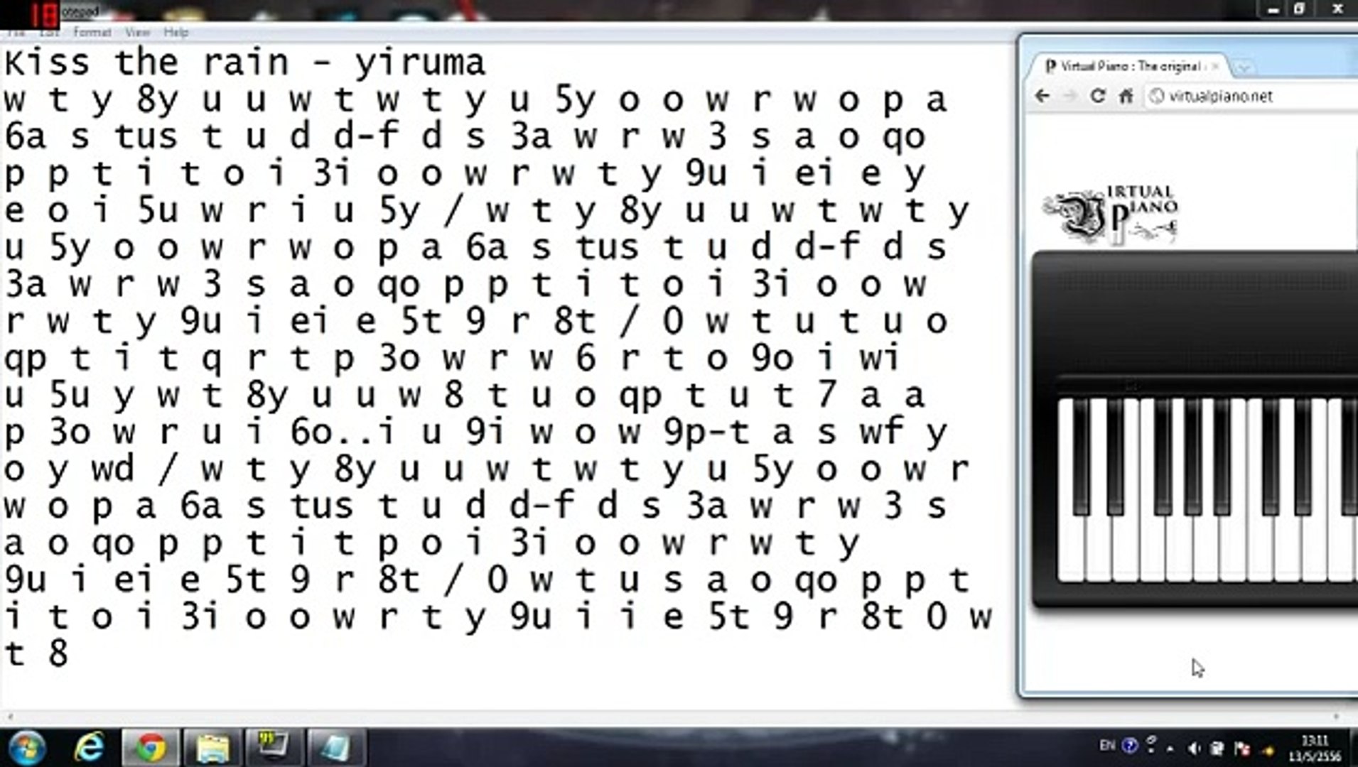 Virtual Piano Kiss The Rain Yiruma Video Dailymotion - how to play kpop on roblox piano
