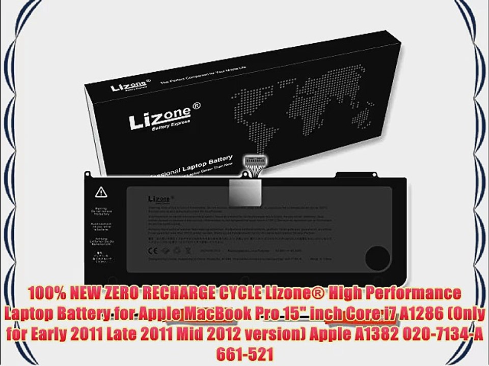 Lizone? High Performance Laptop Battery for Apple MacBook Pro 15 inch Core i7 A1286 (Only for