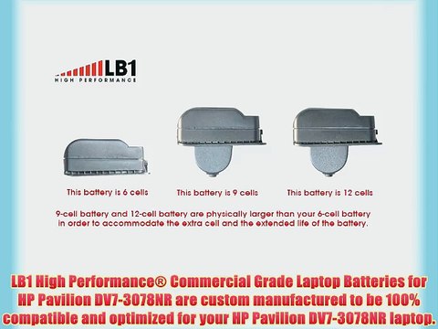 LB1 High Performance Battery for HP Pavilion DV7-3078NR Laptop Notebook Computer PC - 14.4V