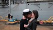 Navy first: Same-sex couple share first kiss at homecoming