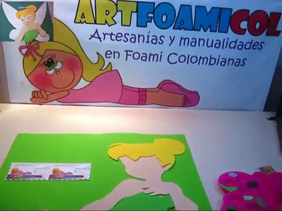 FOFUCHA PLANA TINKERBELL O CAMPANITA DE DISNEY EN FOAMY O GOMAEVA CON MOLDES