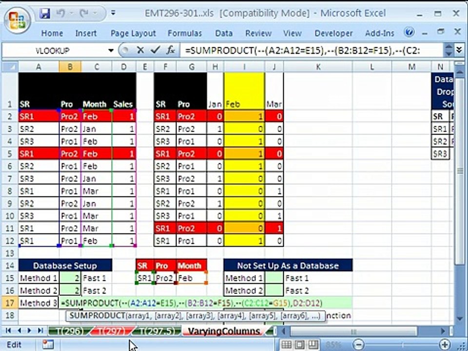Excel Magic Trick 297.5: Conditional Sum for Varying Columns