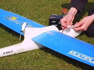 Multiplex Easystar RC electric glider on Devils Dyke, Brighton UK