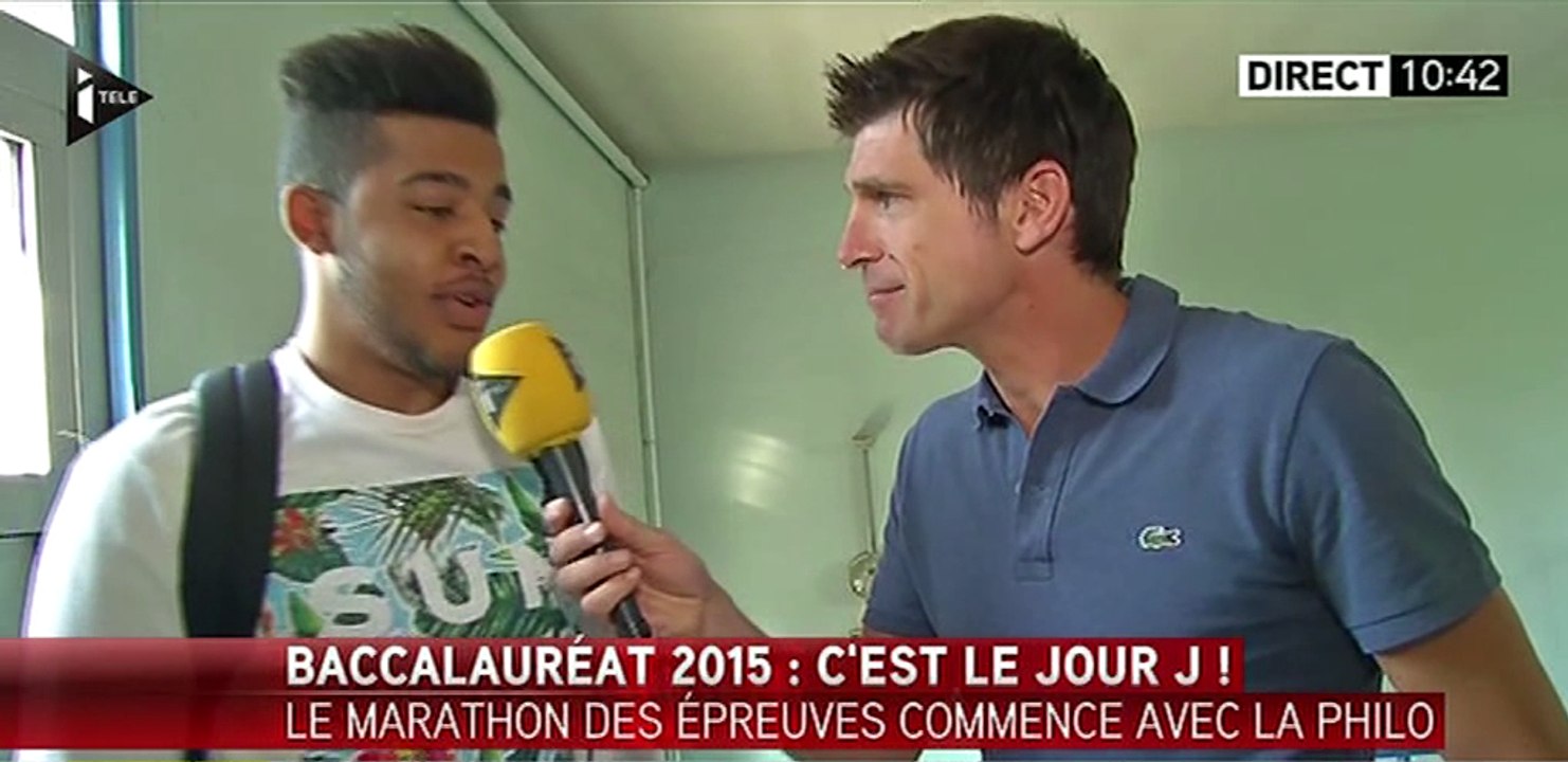 Un journaliste d'itélé à un élève passant le bac : "Franchement : Ta pas une tête de vainqueur"