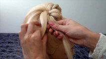 Easy and Quick Prom/Wedding Hairstyle.Evening Donut Hair Bun Updo Hairstyles Tutorial.Pent