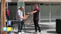 Magician shocks homeless man after throwing away pizza