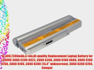 10.80V7200mAhLi-ionHi-quality Replacement Laptop Battery for LENOVO 3000 C200 8922 3000 C200