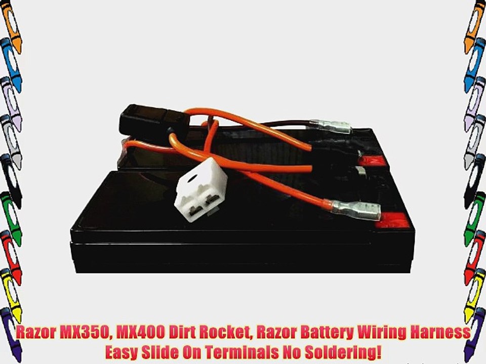 Razor MX350 MX400 Dirt Rocket Razor Battery Wiring Harness Easy Slide On Terminals No Soldering!