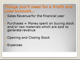 Business Finance: Profit and Loss Account Tutorial