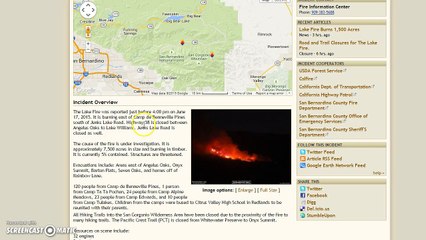 Lake Fire info from San Bernardino US Forest Service