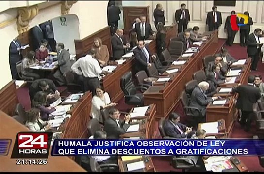 Humala pide al Congreso hacer análisis financiero de la permanencia de descuentos a gratificaciones