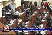 Humala pide al Congreso hacer análisis financiero de la permanencia de descuentos a gratificaciones