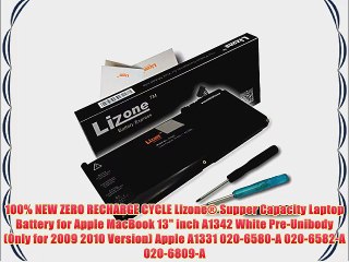 Lizone? Supper Capacity Laptop Battery for Apple MacBook 13 inch A1342 White Pre-Unibody (Only