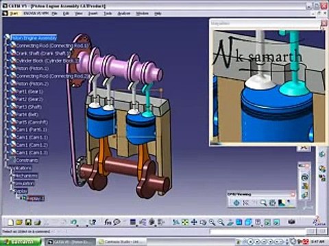 Engine Simulation in CATIA V5 DMU KInematics.