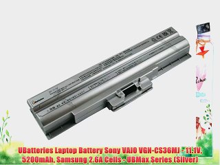 UBatteries Laptop Battery Sony VAIO VGN-CS36MJ - 11.1V 5200mAh Samsung 2.6A Cells - UBMax Series