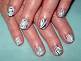 Water Marble on SHORT NAILS - Blue, Brown & White Nail Art Tutorial
