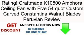 Craftmade K10800 Amphora Ceiling Fan with Five 54 quot Custom Carved Constantina Walnut Blades Peruvian Review