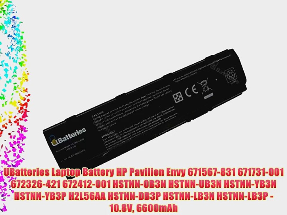UBatteries Laptop Battery HP Pavilion Envy 671567-831 671731-001 672326-421 672412-001 HSTNN-OB3N