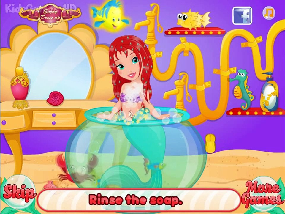 Baby Disney Princess Cartoon Baby Ariel Royal Bath Baby Video Games