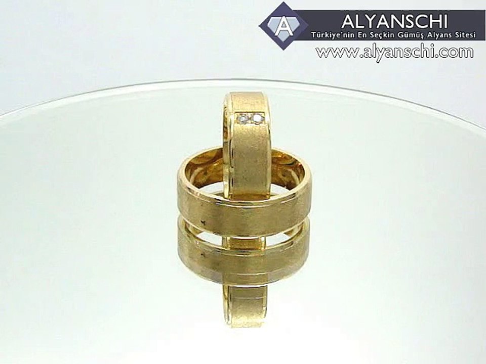 Altın Kaplama Mat Yüzeyli Çift Gümüş Alyans