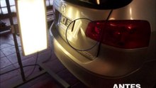 Repararcion  de golpe de estacionamiento sin dañar la pintura en VW suran por Varilleros Sacabollos