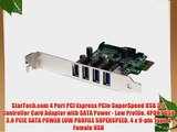 StarTech.com 4 Port PCI Express PCIe SuperSpeed USB 3.0 Controller Card Adapter with SATA Power