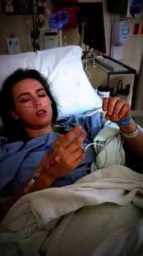 Girl on drugs after surgery imitates Pacman with hands... and cries!