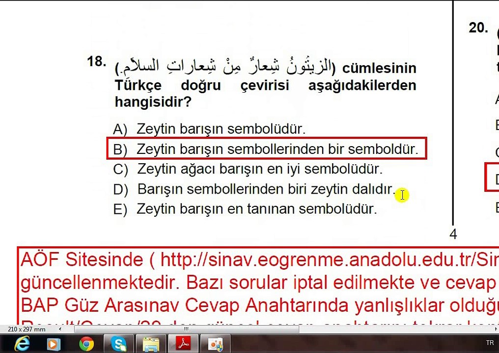 BAP ilahiyat Ara1001 Arapça-I 2013-2015 Güz Arasınavı Soru ve Cevapları
