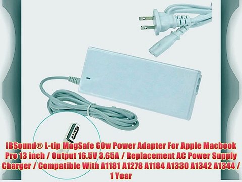 IBSound? L-tip MagSafe 60w Power Adapter For Apple Macbook Pro 13 inch / Output 16.5V 3.65A