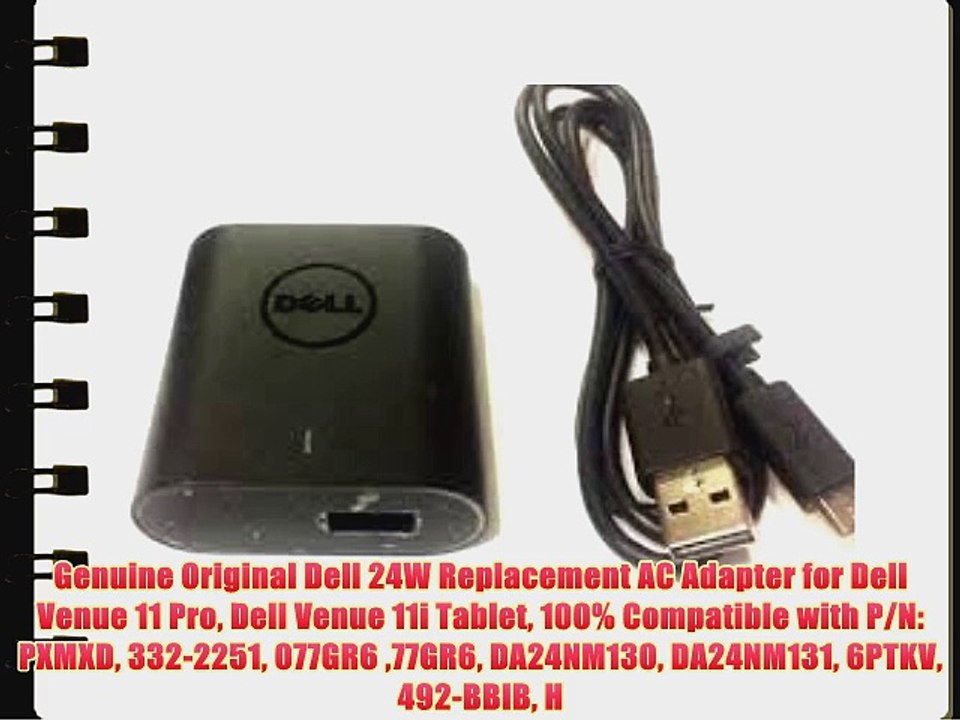 Genuine Original Dell 24W Replacement AC Adapter for Dell Venue 11 Pro Dell Venue 11i Tablet