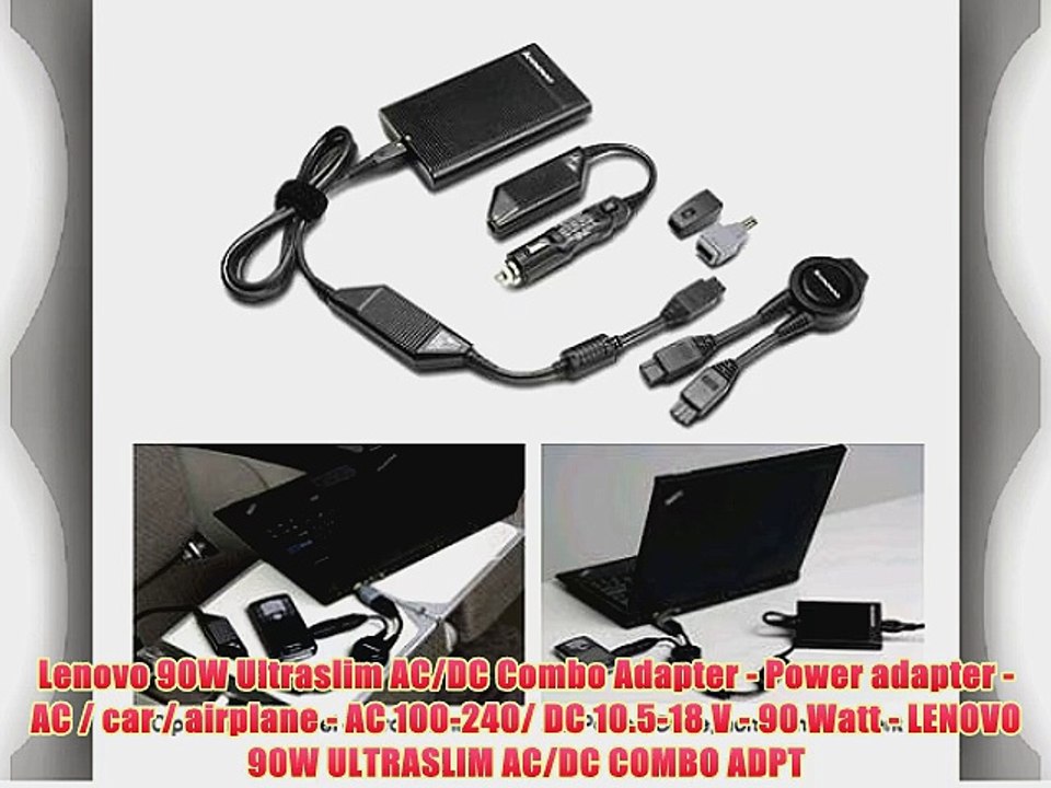 Lenovo 90W Ultraslim AC/DC Combo Adapter - Power adapter - AC / car / airplane - AC 100-240/