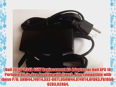 Dell 19.5V 3.34A 65W Replacement AC Adapter for Dell XPS 18 Portable All-in-One Desktop with