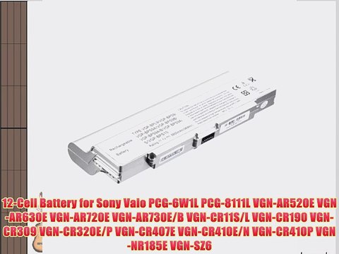 12-Cell Battery for Sony Vaio PCG-6W1L PCG-8111L VGN-AR520E VGN-AR630E VGN-AR720E VGN-AR730E/B