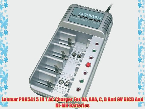 Lenmar PRO541 5 IN 1 AC Charger For AA AAA C D And 9V NICD And NI-MH Batteries