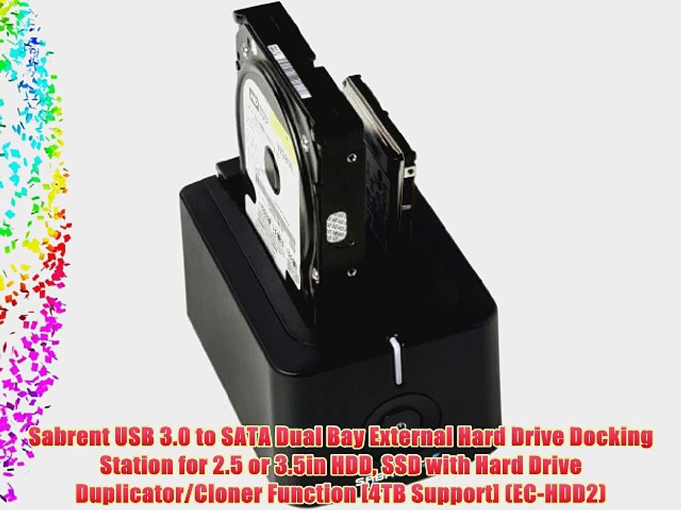Sabrent USB 3.0 to SATA Dual Bay External Hard Drive Docking Station for 2.5 or 3.5in HDD SSD