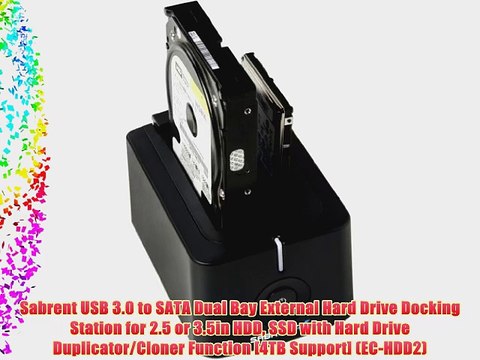 Sabrent USB 3.0 to SATA Dual Bay External Hard Drive Docking Station for 2.5 or 3.5in HDD SSD