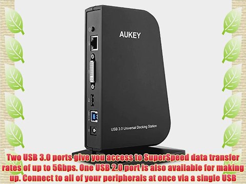 Aukey USB 3.0 Universal Laptop Docking Station with DVI of up to 2048 x 1152 Audio Microphone