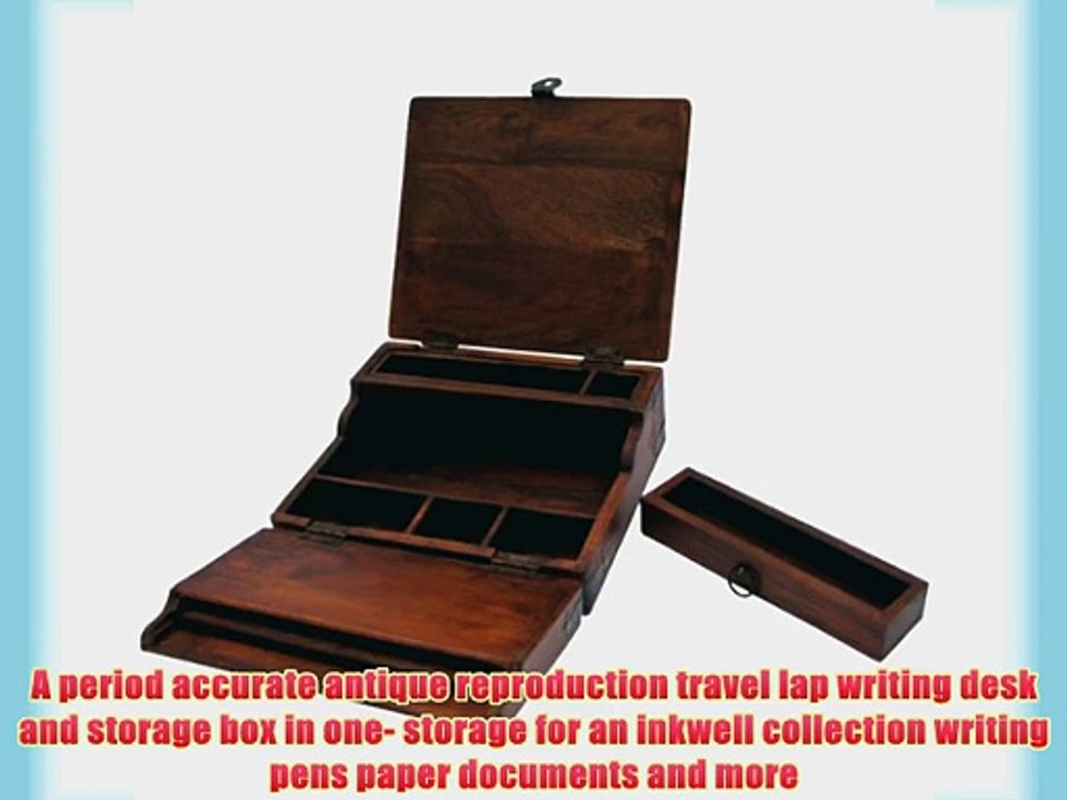 Antique Style Wood Folding Travel Writing Lap Desk