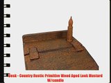 Desk - Country Rustic Primitive Wood Aged Look Mustard W/candle