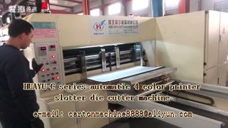 HUAYU-C automatic flexo 4 color printer slotter die cutter machine for wine box