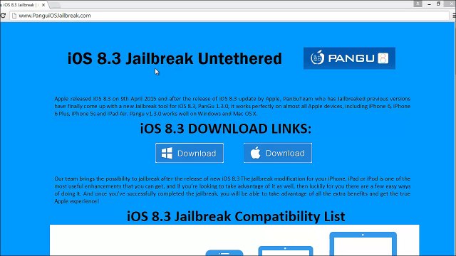 Howtojailbreak iphone 6/6 plus 5s/5c/5 with ios 8.3 untethered Jailbreak with Pangu
