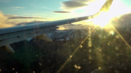 Landing Longyearbyen, Svalbard during midnight sun.