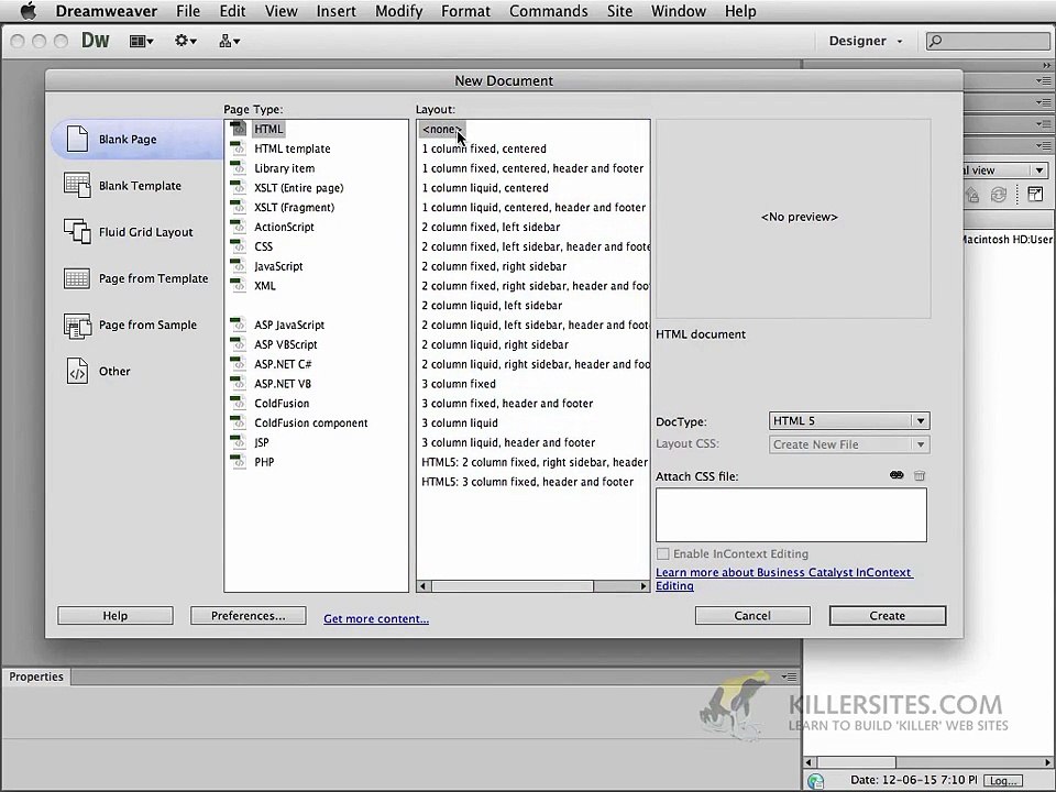 Dreamweaver CS6 Lesson 3 Step 1 Create New Pages