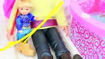 Frozen Anna Kristoff Kids go FISHING CAMPING Barbie Glam Swimming Pool