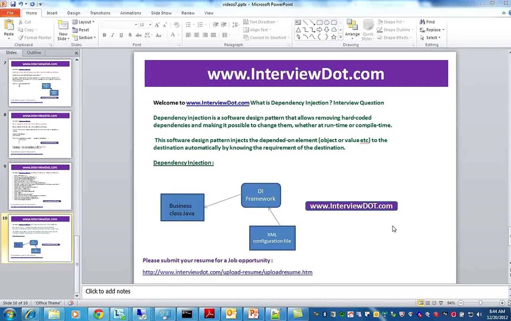 What is dependency injection interview question design pattern job portal interviewdot