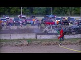Derby Car Flipped Over the Wall - Hard Hit!