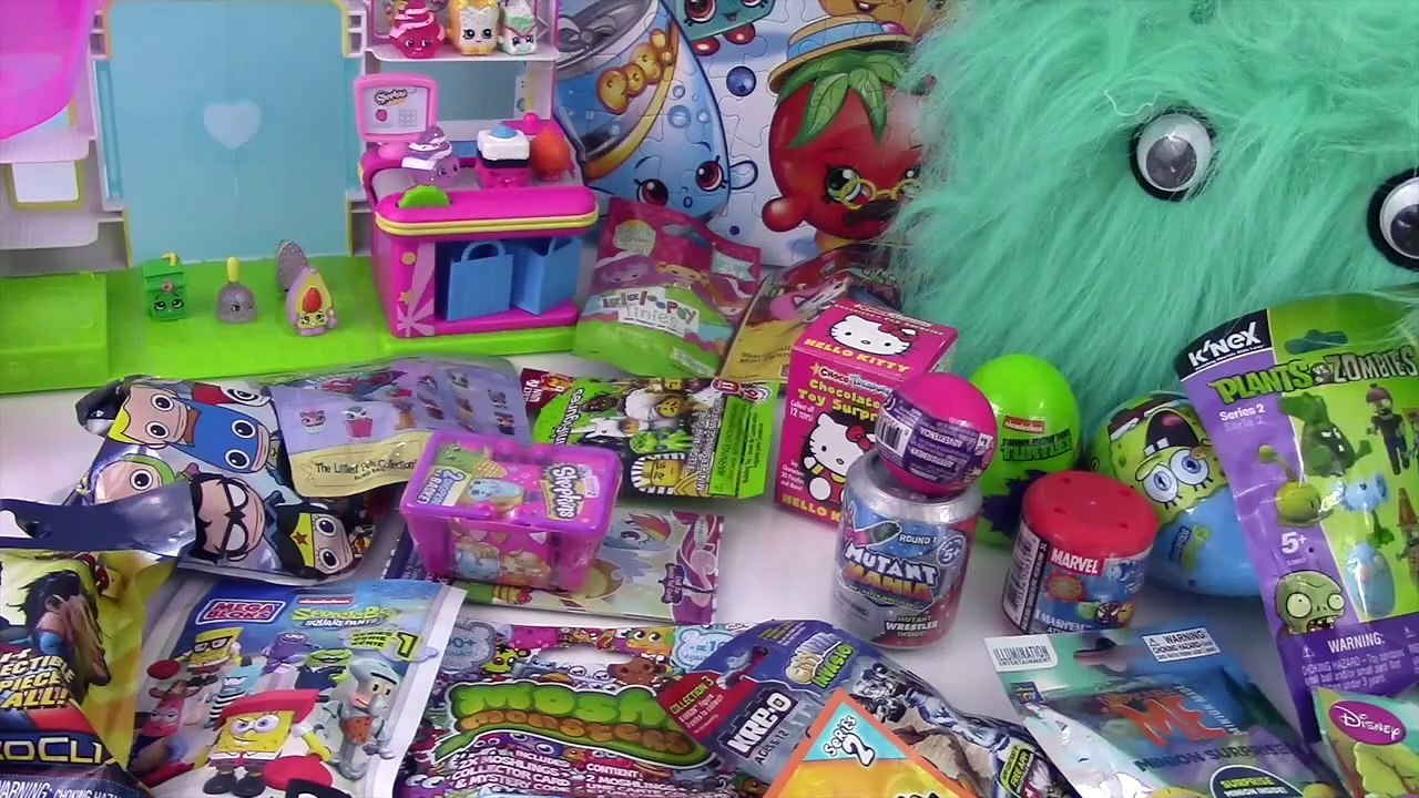 Blind bag Friday! Ep 8 Shopkins Plants Vs Zombies SpongeBob Sheriff Callies Wild West