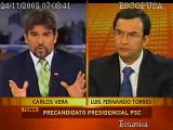 Luis Fernando Torres candidato a la presidencia del Ecuador 2009. Entrevista con Carlos Vera. 25/11/2008, única alternativa liberal para combatir al socialismo.