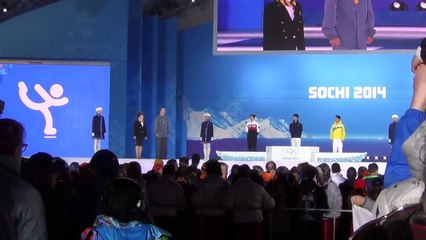 Sochi 2014 Men's medal ceremony: Hanyu, Chan, Ten 00725
